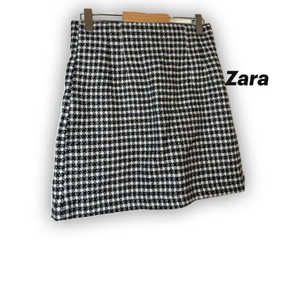 Zara Black and White Houndstooth Skirt - Picture 1 of 4